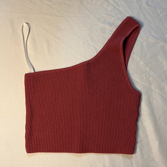 NWOT Aritzia Babaton Sculpt Knit one-shoulder tank, red, S - Picture 1 of 3